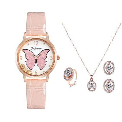 5pcs new style fresh literary fashion casual diamond-encrusted PU belt digital women's quartz watch (Code-1123)