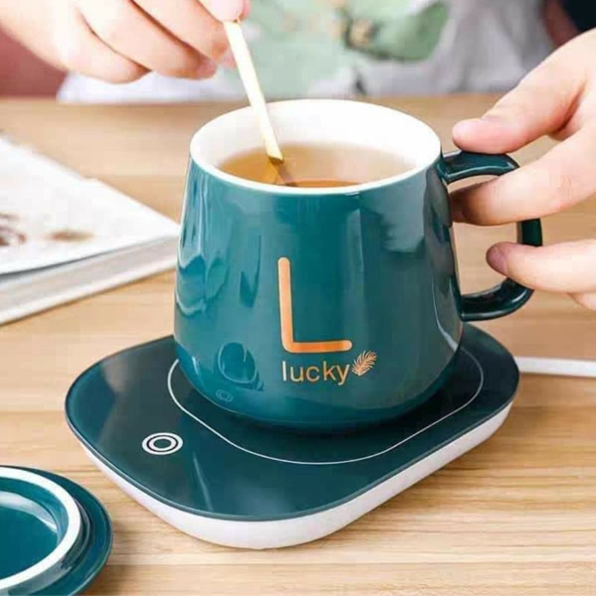 Electric ceramic coffee mug and saucer Smart Heating Function | Elegant Design | Office & Home Use