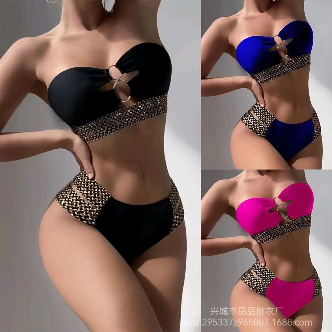 Metal Fitting Bra & G-String Thong – Beach & Pool Ready Swimwear Bikini Set 1163